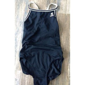 TYR Womens Size 32 Black Spaghetti Strap Diamondback Athletic Swimsuit